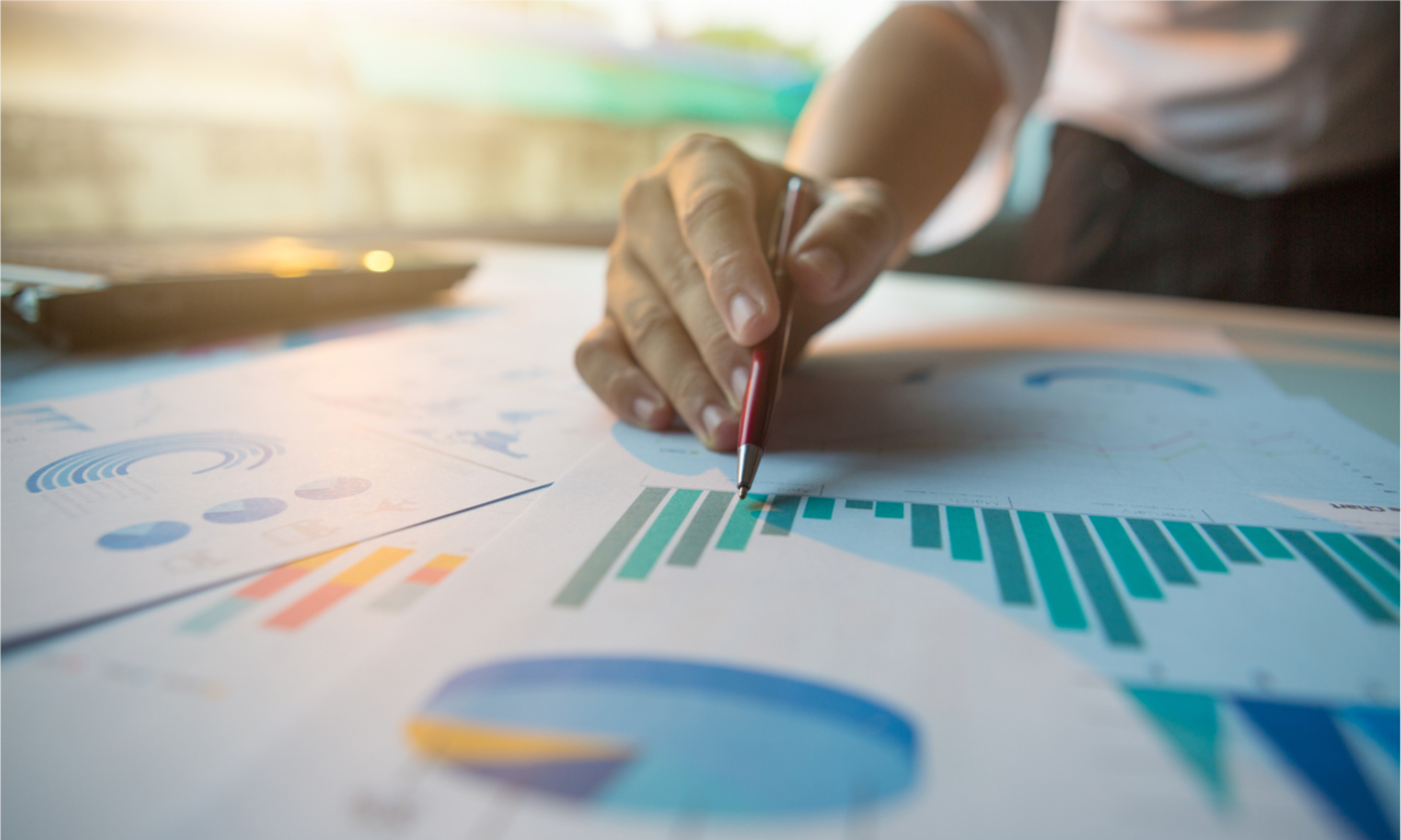 CRO stats that have been printed out and are being analysed