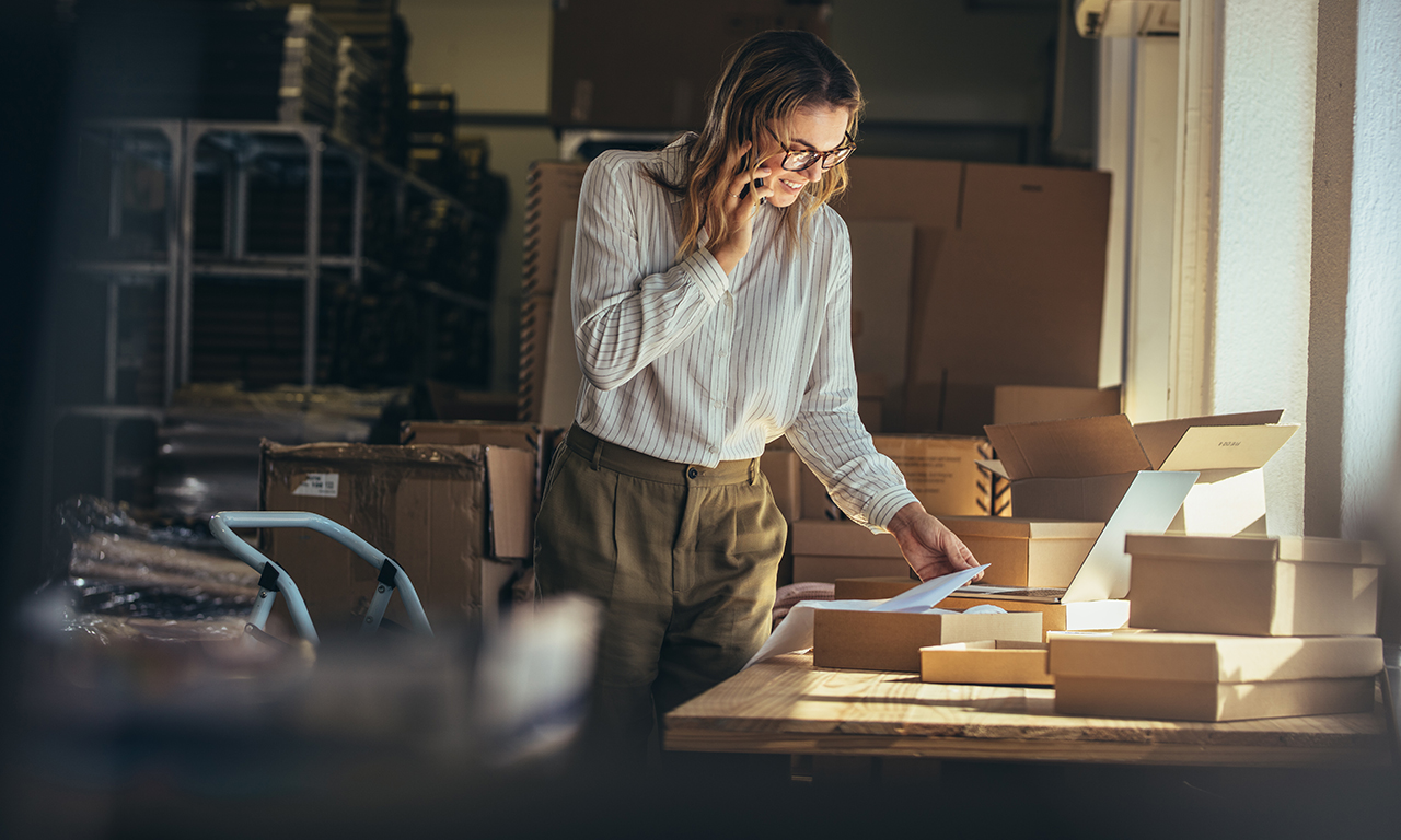 businesswoman managing stock