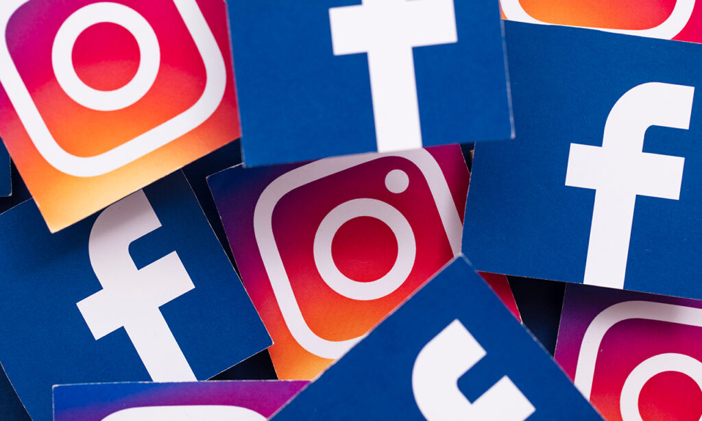 lots of facebook and instagram icons